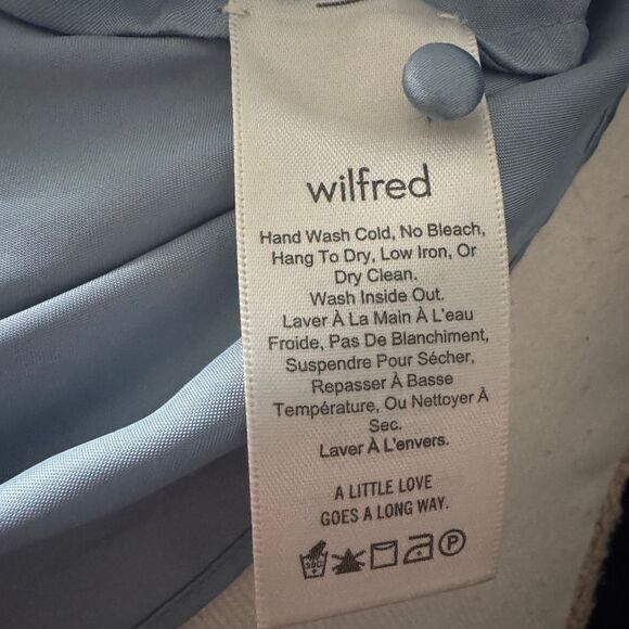 Aritzia Wilfred Peaufiner Satin Tie Front Shirt Light Blue - Picture 8 of 8